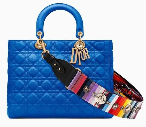 Large Supple Lady Dior Bag in Blue Moon or Black "Cannage"