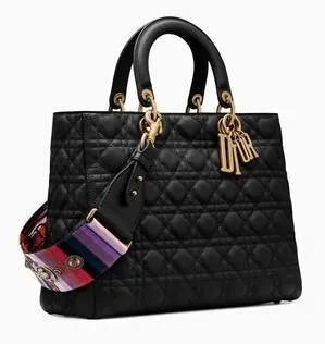 Large Supple Lady Dior Bag in Blue Moon or Black "Cannage"