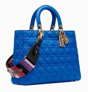 Large Supple Lady Dior Bag in Blue Moon or Black "Cannage"