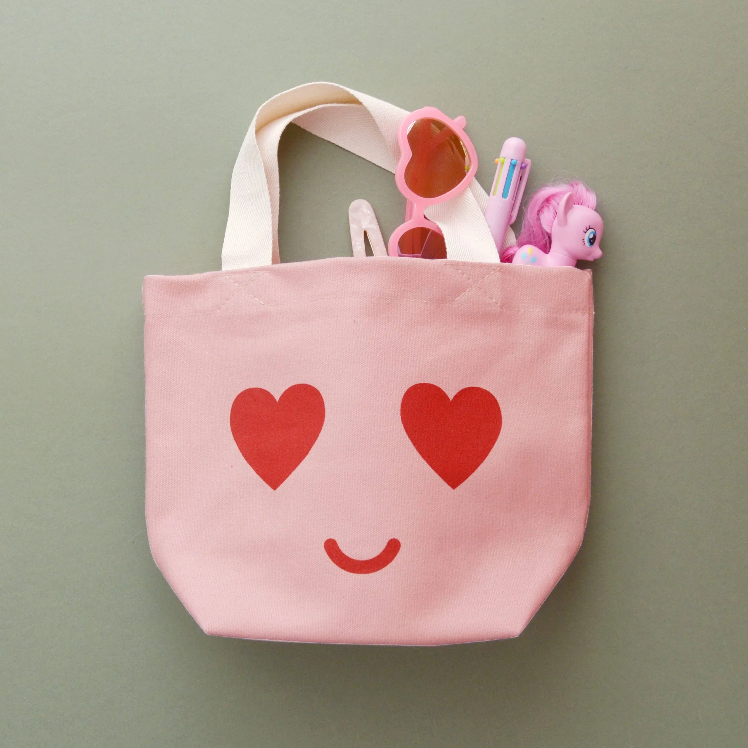 Little Canvas Bag - Pink Heart Eyes