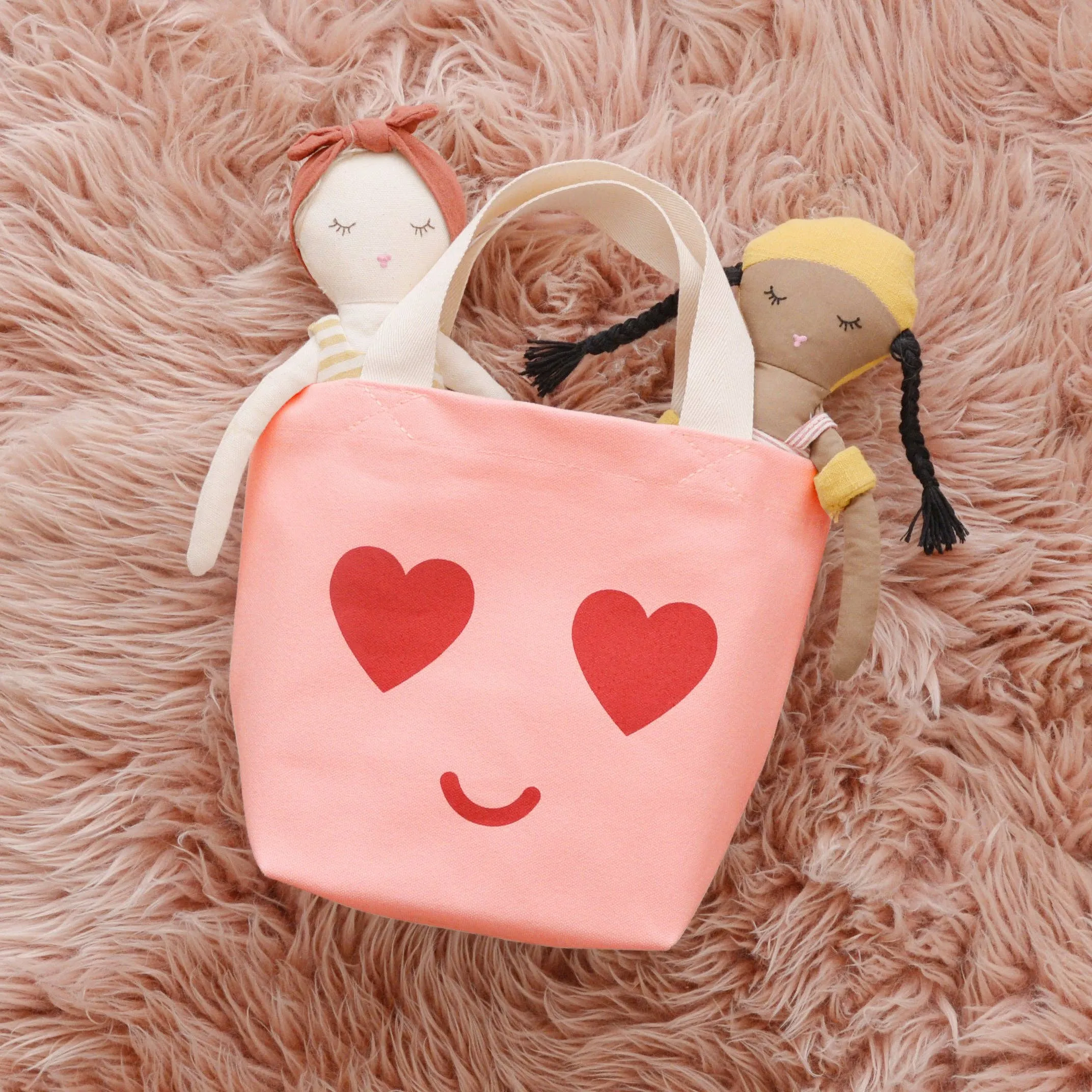 Little Canvas Bag - Pink Heart Eyes