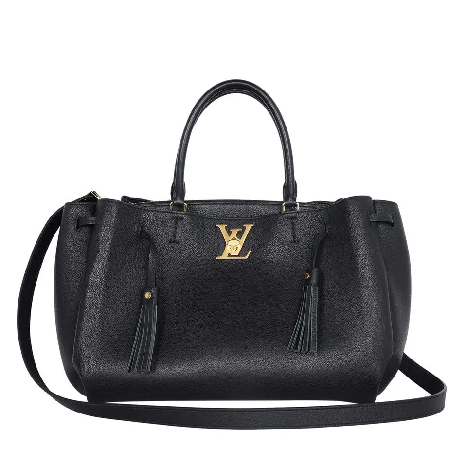 Lockmeto Leather Satchel Crossbody Bag Black