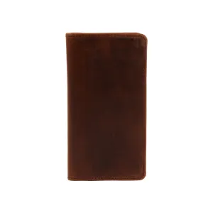 Long Bifold Top-Grain Leather Wallet for Men with 11 Compartments - 2 Cash Compartments, 1 Sleeve for Checkbook, 7 Credit Card Slots & 1 ID card slot (Brown)