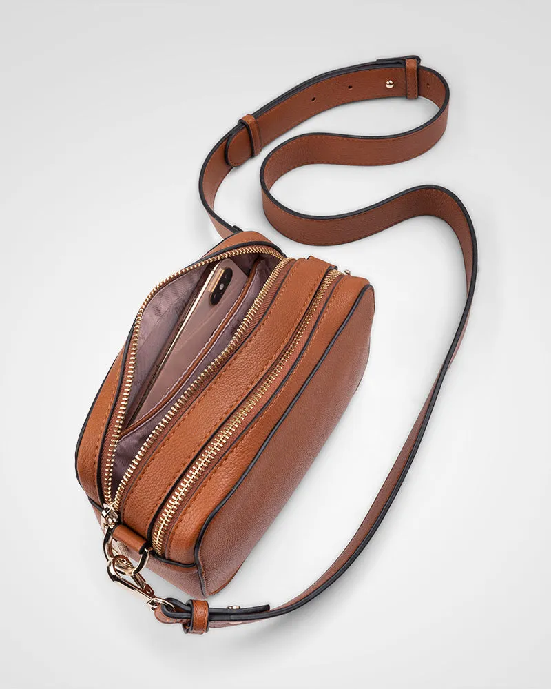 Maddie Double Zip Camera Crossbody Bag   Monogram Bag Strap