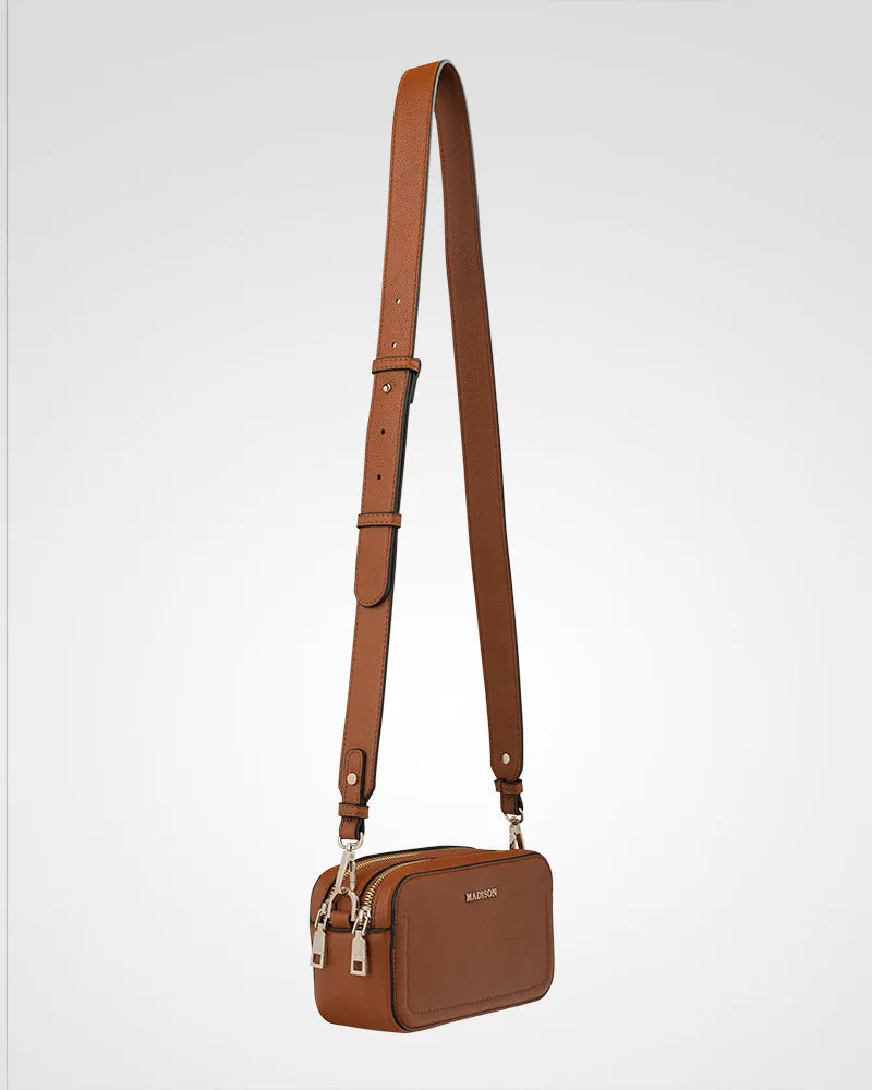 Maddie Double Zip Camera Crossbody Bag   Monogram Bag Strap