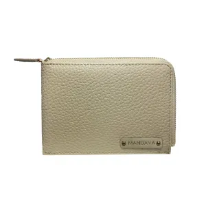 MANDAVA Women's/Ladies Small PU Leather Slim Compact Passport Holder Zipper Travel Wallet (Cream)