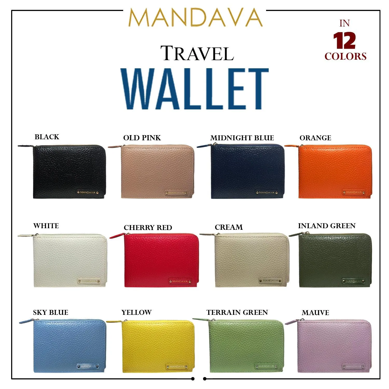 MANDAVA Women's/Ladies Small PU Leather Slim Compact Passport Holder Zipper Travel Wallet (Inland Green)