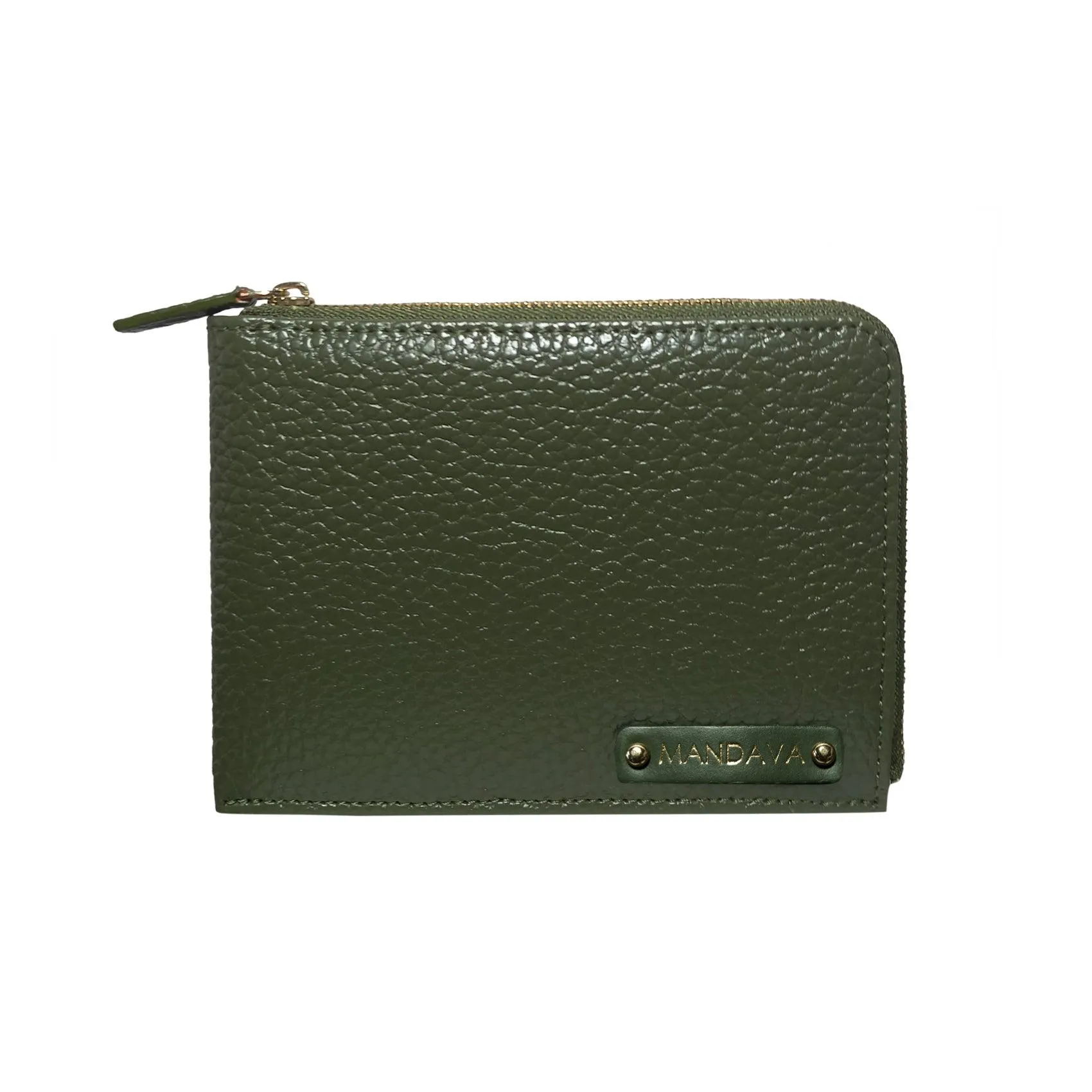 MANDAVA Women's/Ladies Small PU Leather Slim Compact Passport Holder Zipper Travel Wallet (Inland Green)