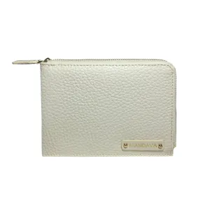 MANDAVA Women's/Ladies Small PU Leather Slim Compact Passport Holder Zipper Travel Wallet (White)