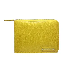 MANDAVA Women's/Ladies Small PU Leather Slim Compact Passport Holder Zipper Travel Wallet (Yellow)