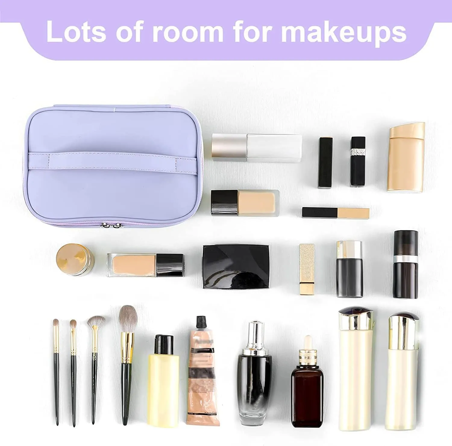 Meiyuuo Makeup Bag Cosmetic Bags for Women Ladies Zipper Pouch Makeup Organizer PU Leather Waterproof