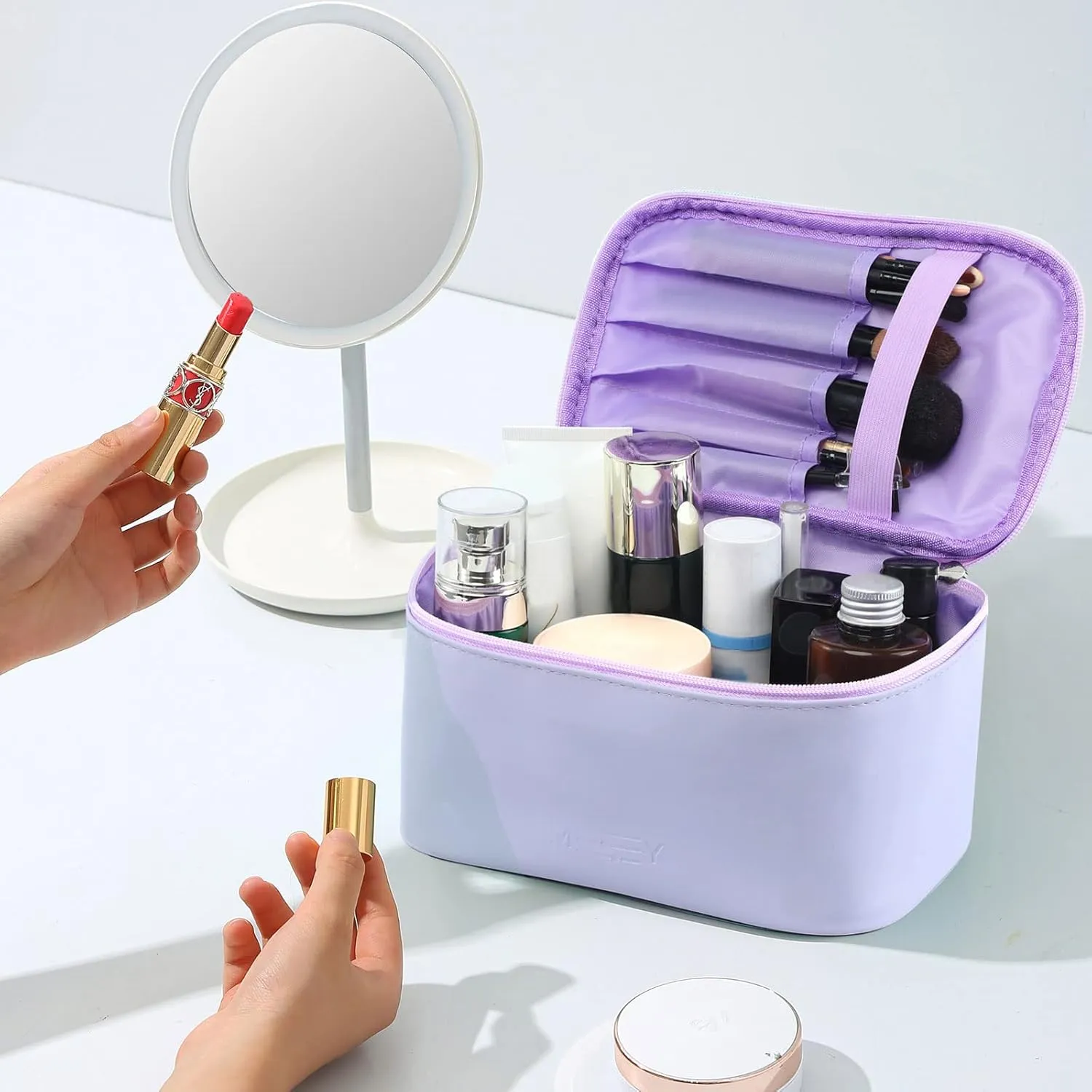 Meiyuuo Makeup Bag Cosmetic Bags for Women Ladies Zipper Pouch Makeup Organizer PU Leather Waterproof