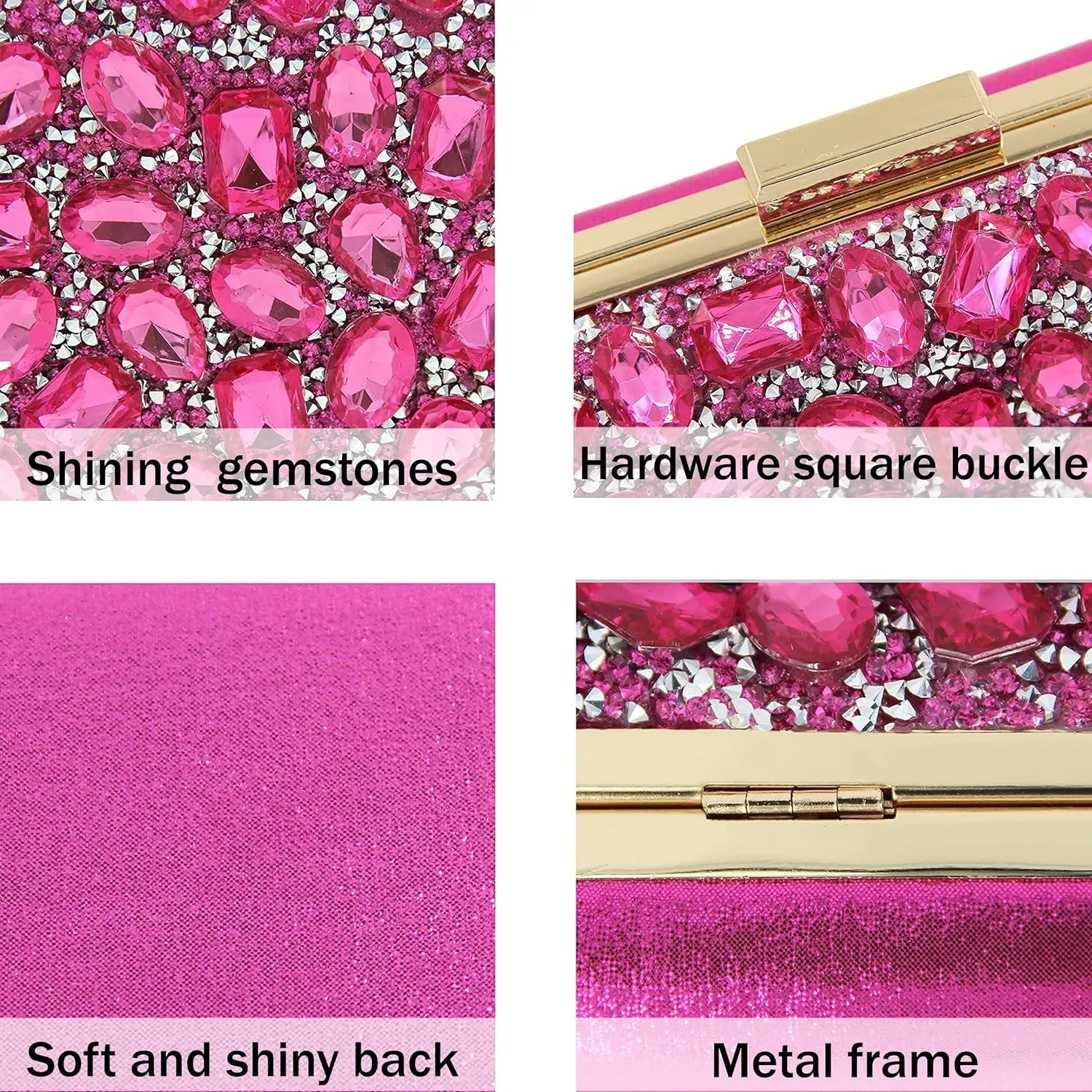 Milisente Clutch Purses For Women Crystal Clutches Evening Bags Gemstone Clutch Purse For Wedding Formal