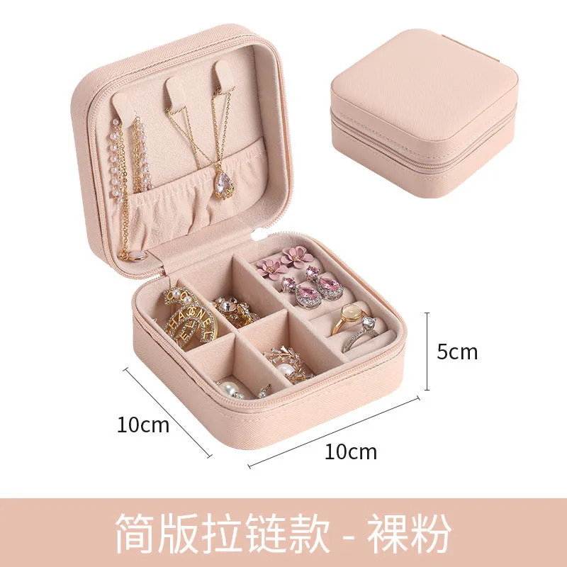Mini Travel Jewelry Box with Earring Hooks - Compact Organizer for Rings, Earrings, and Accessories