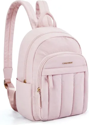 Missnine Mini Backpack for Women, Lightweight Quilted Small Backpack Purses, Puffer Daily Purse Water-resistant Pink
