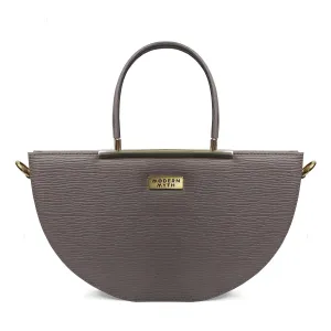 Modern Myth HEMI Grey Ribbed Half Moon Shaped Handbag for Girls & Women