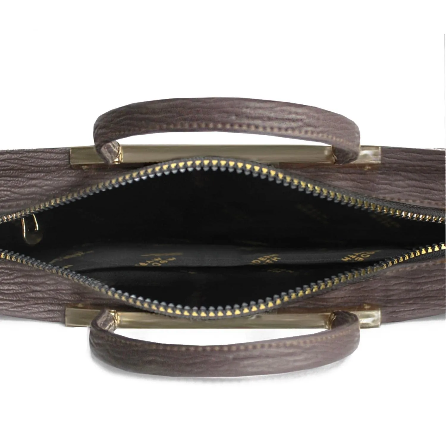 Modern Myth HEMI Grey Ribbed Half Moon Shaped Handbag for Girls & Women