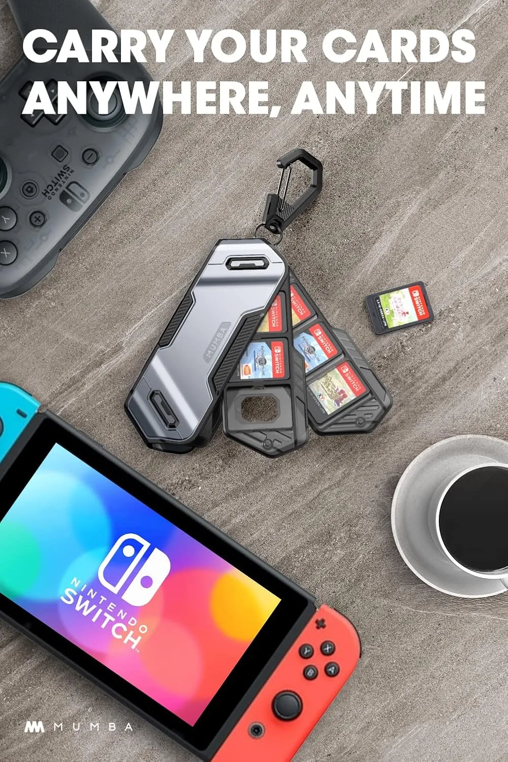 Mumba 12 Switch Game Card Case Holder for Nintendo Switch Game Cards, Portable and Exquisite Protective Hard Shell with 4 Layer Rotatable Holder for Nintendo Switch or OLED or Lite Games (Calx)