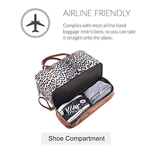 MyMealivos Canvas Weekender Bag, Overnight Travel Carry On Duffel Tote with Shoe Pouch