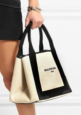 Navy Cabas Small Logo Tote Bag