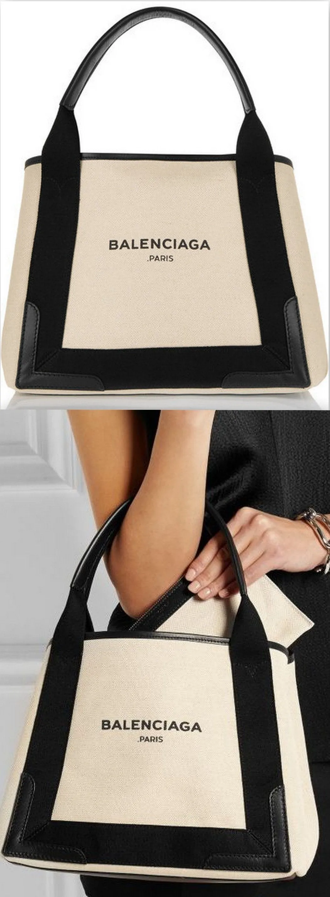 Navy Cabas Small Logo Tote Bag