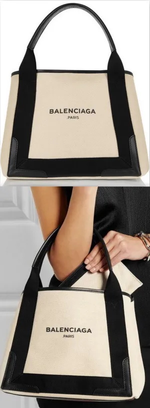 Navy Cabas Small Logo Tote Bag