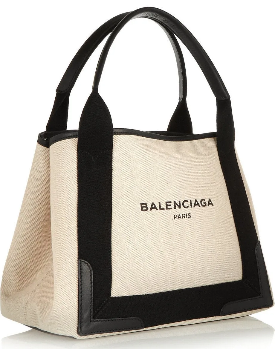 Navy Cabas Small Logo Tote Bag