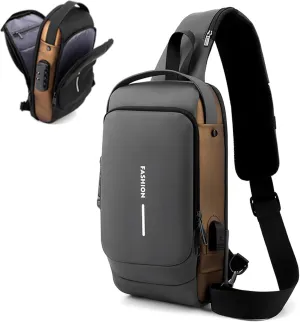 New Carbon Fiber Streamline Anti-theft Sling Bag, USB Charging Port Waterproof Crossbody Bag for Daily Trips, Travel
