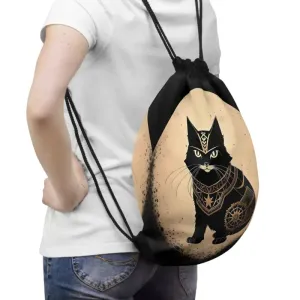 Pawsome Cat Samurai Outdoor Drawstring Bag