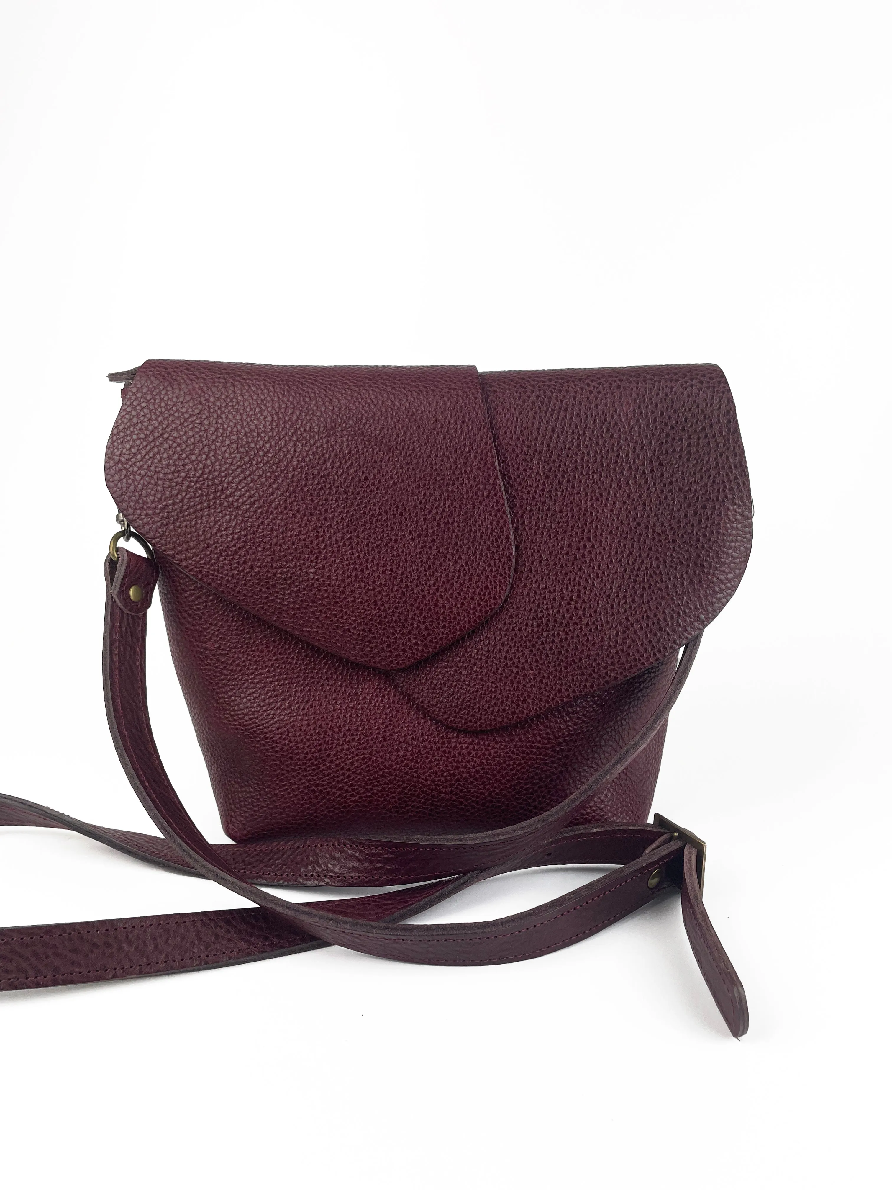 Petal Bag in Dark Scarlet leather