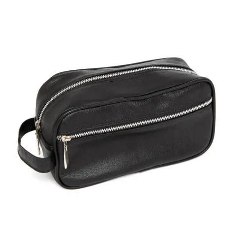 Pioneros - Black Leather Wash Bag
