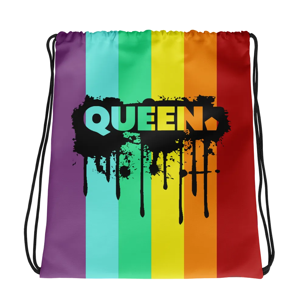 PRIDE 2018 Queen Drip & Splatter Drawstring Bag