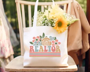 Real Estate Realtor Flowers , Cotton Canvas Tote Bag