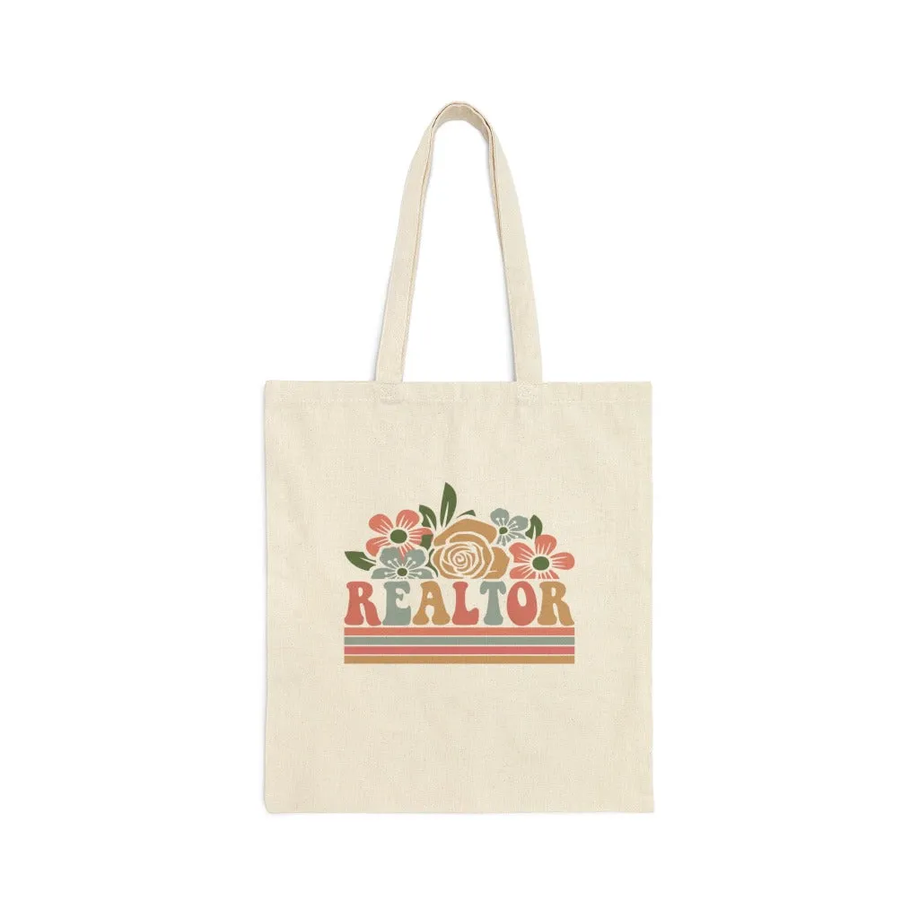 Real Estate Realtor Flowers , Cotton Canvas Tote Bag
