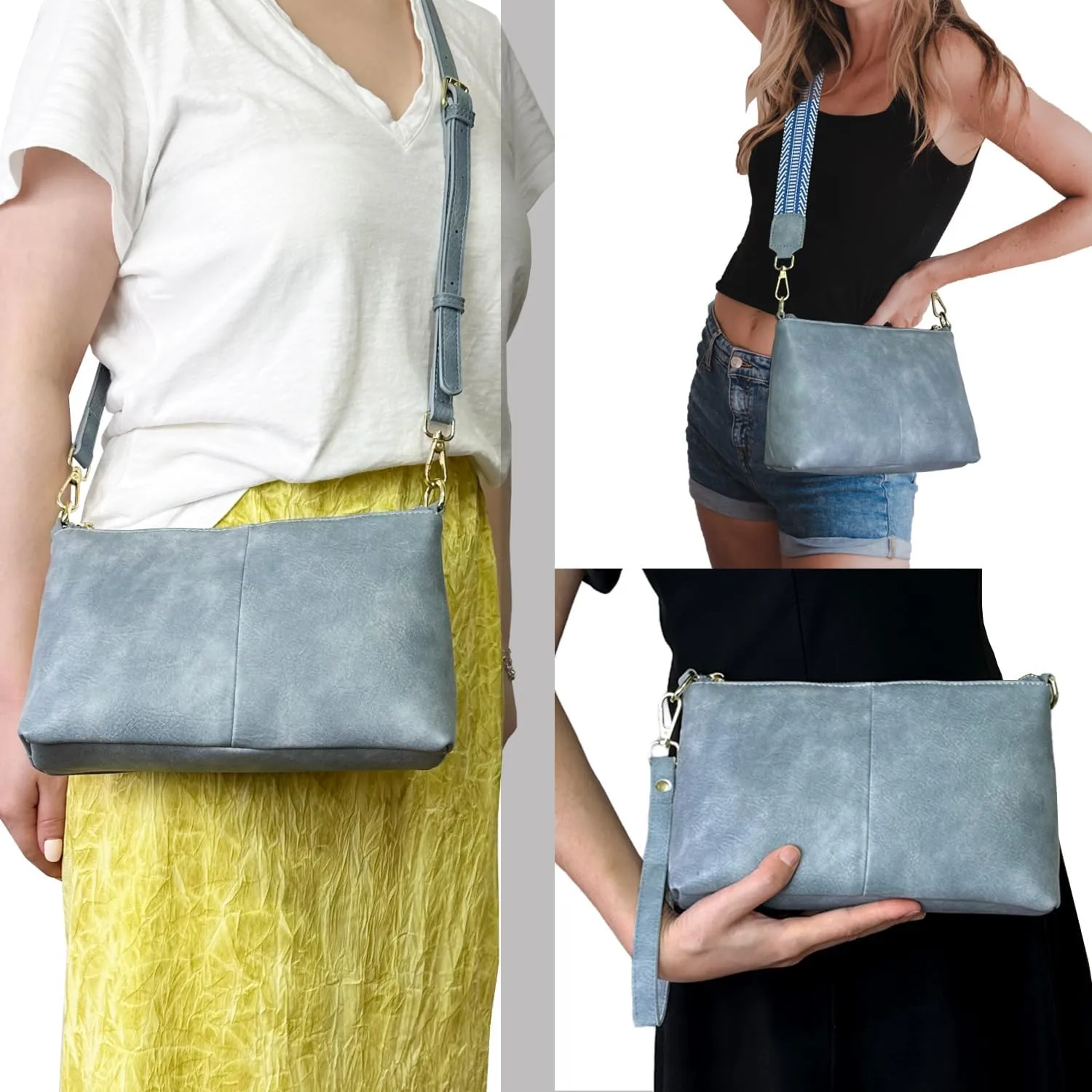 Small Crossbody Clutch Purses Bags for Women Wristlet Wallet Vegan Shoulder Handbags Guitar Strap   Leather Strap
