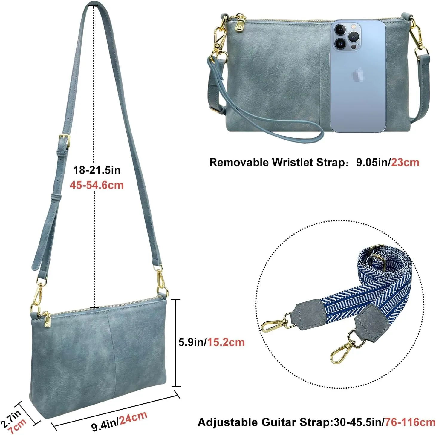Small Crossbody Clutch Purses Bags for Women Wristlet Wallet Vegan Shoulder Handbags Guitar Strap   Leather Strap