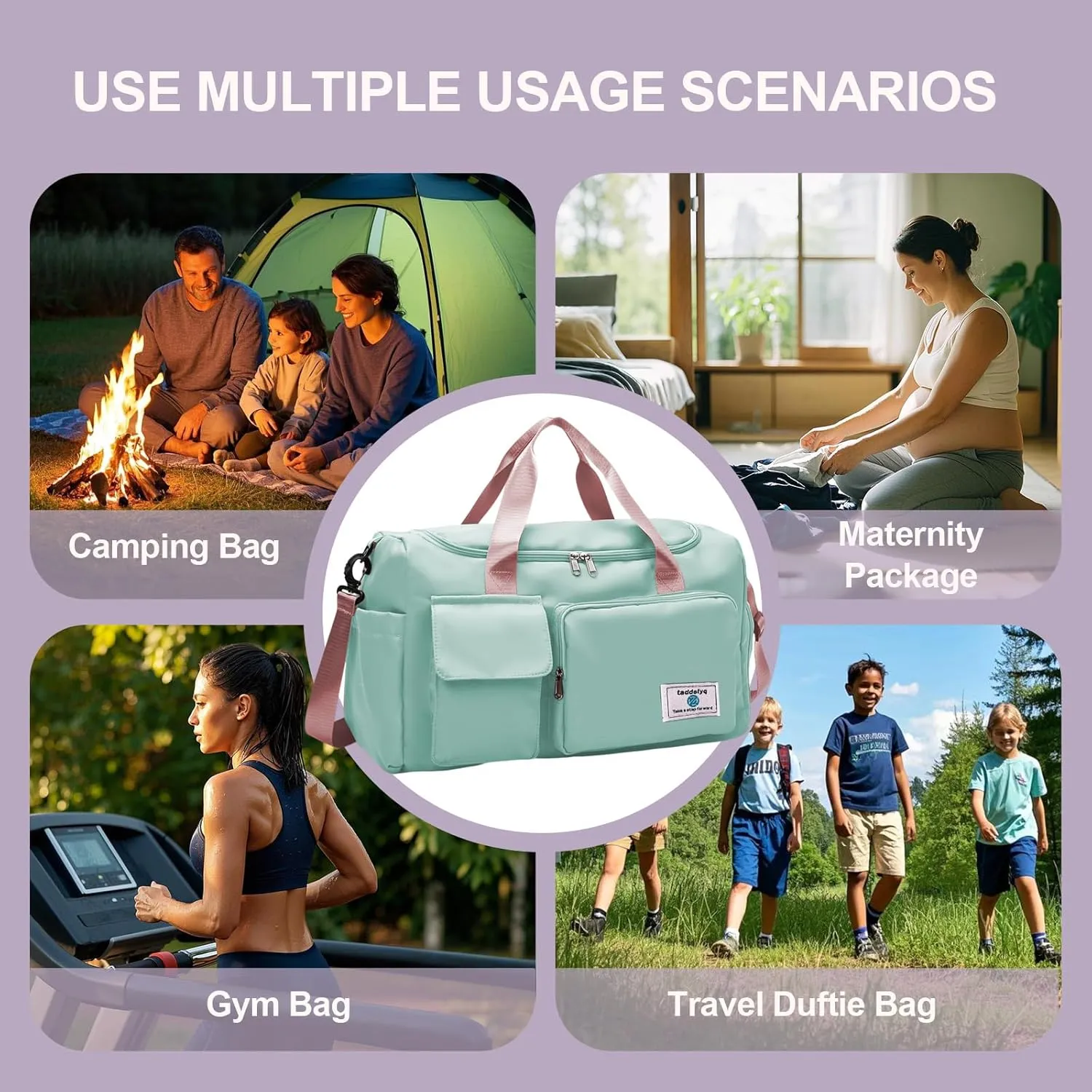 Small Gym Bag for Women Foldable Duffle Bag for Travel Weekender Ideal for Gym and More