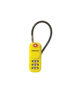 Stanley Zinc Padlock 20mm 3 Digit Combination Wire TSA Yellow