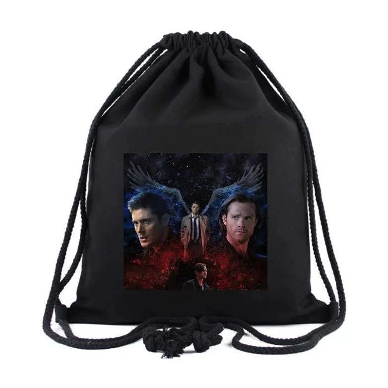 Supernatural Cotton Backpack School Bag Drawstring bag