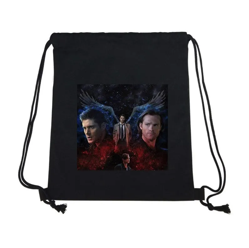 Supernatural Cotton Backpack School Bag Drawstring bag