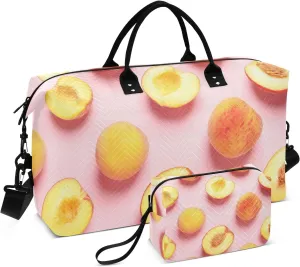 susiyo Travel Duffel Bags Ripe Peaches Quilted Gym Bag Weekender Overnight Bags with Small Makeup Pouch
