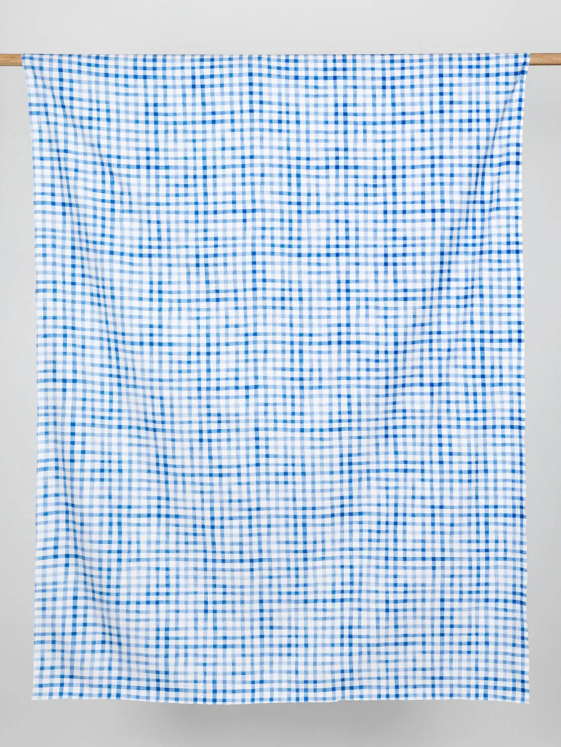 Swing Check Print Organic Cotton Canvas - White   Blue - Swatch