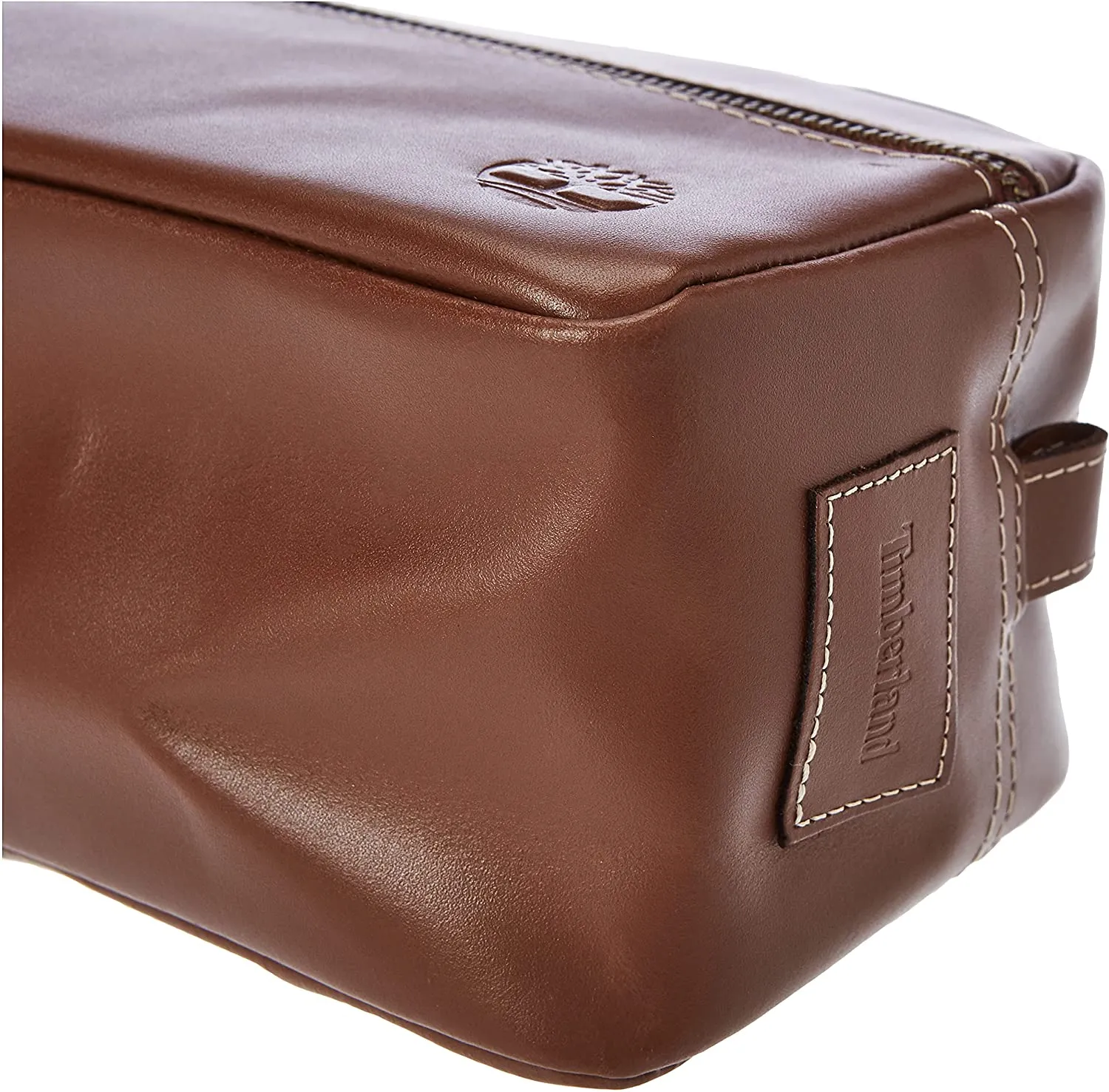 Timberland Men's Rugged Wash Leather Travel Kit, Cognac