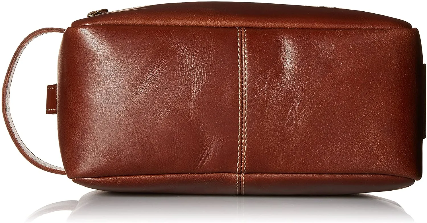 Timberland Men's Rugged Wash Leather Travel Kit, Cognac