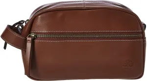 Timberland Men's Rugged Wash Leather Travel Kit, Cognac