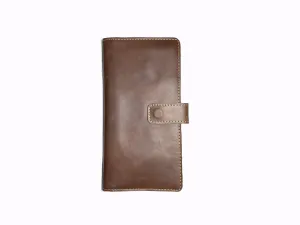 Travel Book Coffee Long Leather Wallet