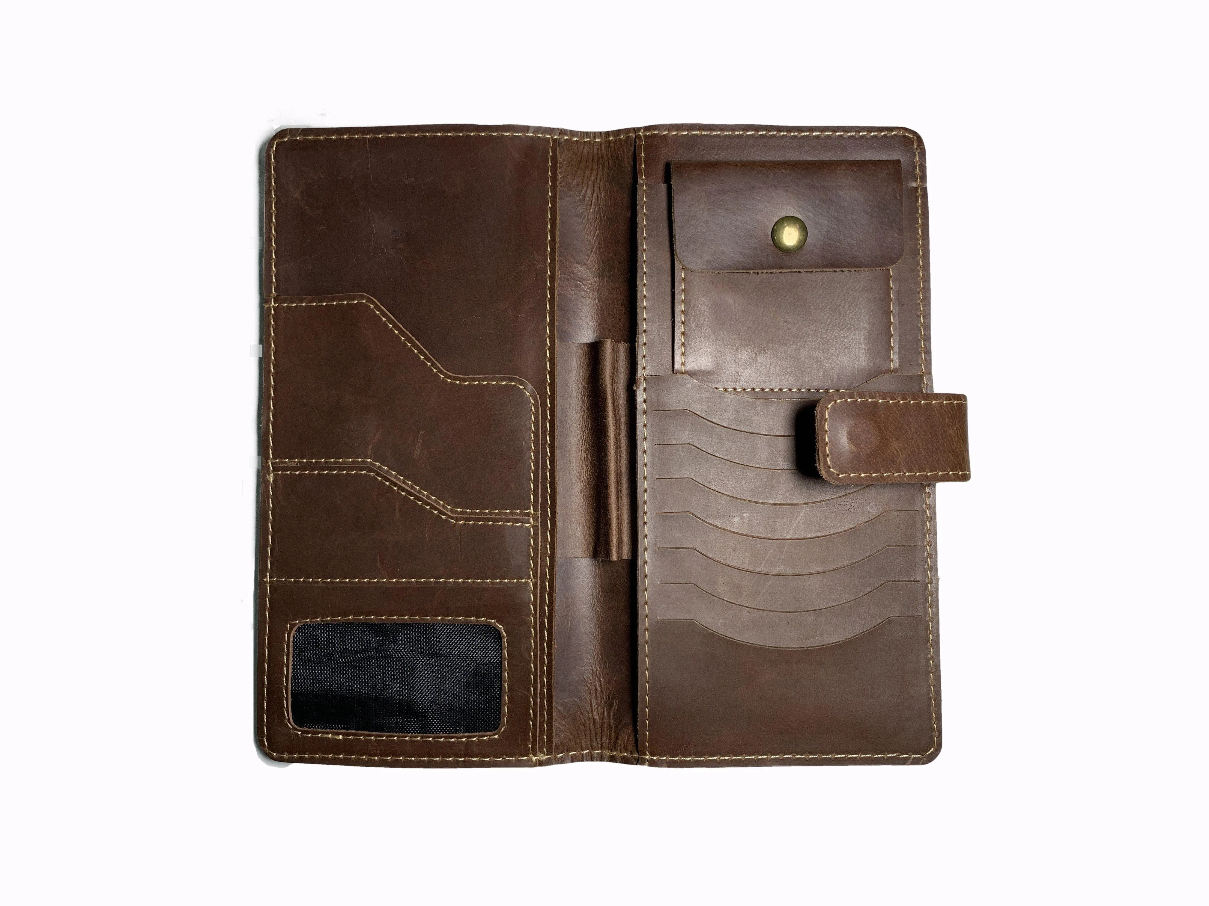 Travel Book Coffee Long Leather Wallet