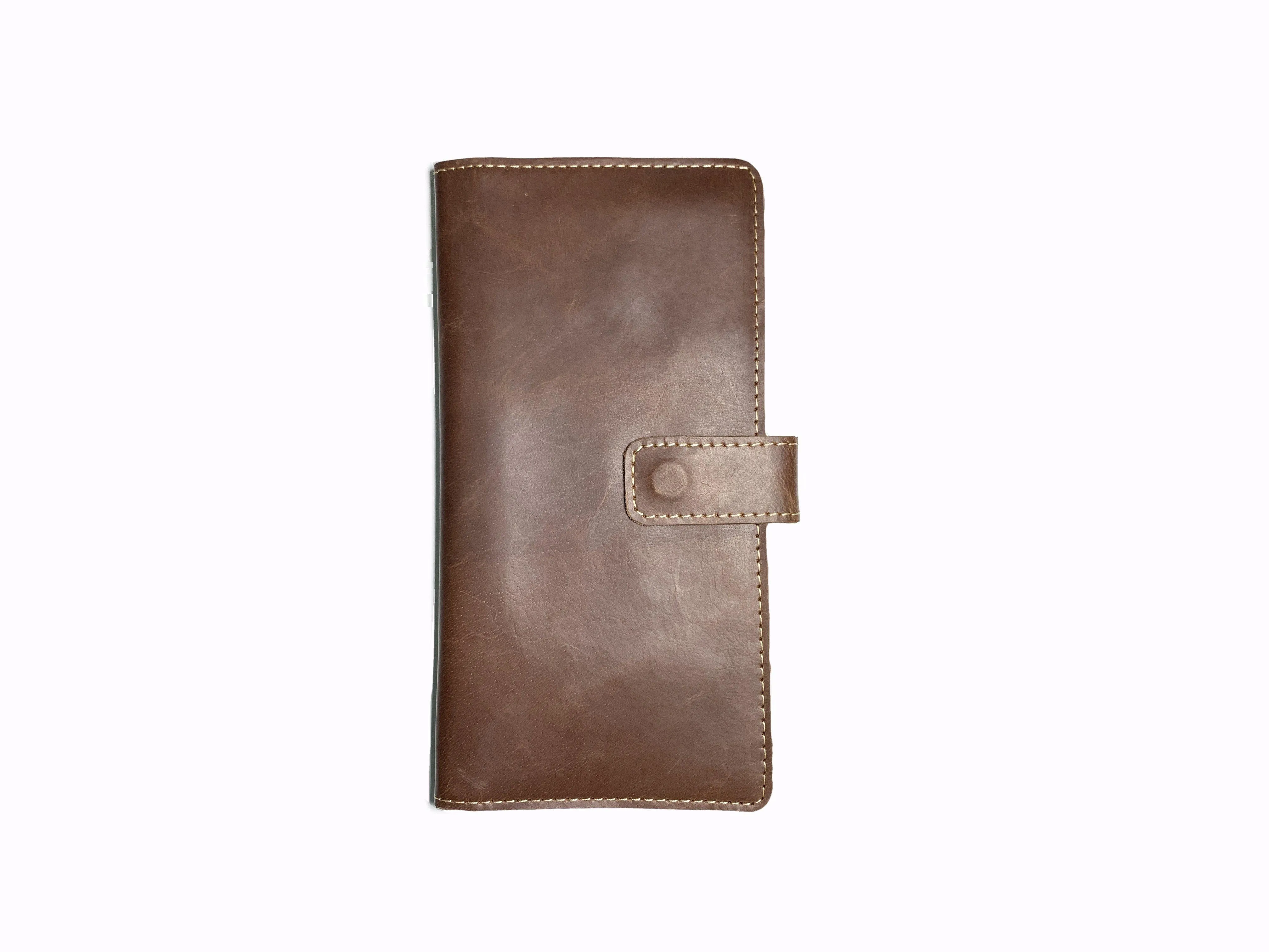 Travel Book Coffee Long Leather Wallet