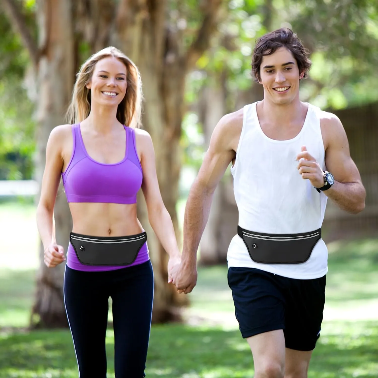 UltraSlim Fanny Packs for Women Men Slim Running Belt Waist Pack Runners Bag Waterproof Money Belt (Pink)