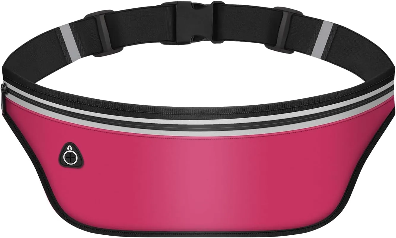 UltraSlim Fanny Packs for Women Men Slim Running Belt Waist Pack Runners Bag Waterproof Money Belt (Pink)
